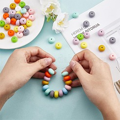 20色のロンデルシリコンビーズ10個  DIYネックレスとブレスレットの作り方  ミックスカラー  14mm  穴：2mm&nbsp;JX323A-01