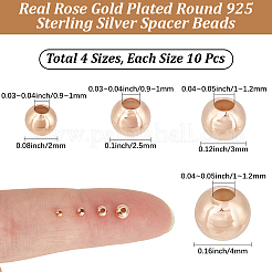 40Pcs 4 Styles Round 925 Sterling Silver Spacer Beads&nbsp;STER-BBC0009-10