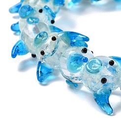 手作りランプワークビーズ連売り  漫画の豚  ライトスカイブルー  11.5x19~22.5x14.5~15mm  穴：2mm  約30個/連  13.70インチ（34.8cm）&nbsp;LAMP-I022-08