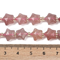 天然石ストロベリークォーツビーズ連売り  チャンキースター  シードビーズで  9~9.5x10x6mm  穴：0.8~0.9mm  約35個/連  14.72~15''（37.4~38.1センチメートル）&nbsp;G-Z080-A19-10mm