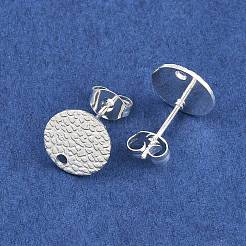 304ステンレススチールスタッドピアス金具  フラットラウンド  銀  10mm  穴：1.2mm  ピン：0.8mm&nbsp;STAS-O119-15A-S