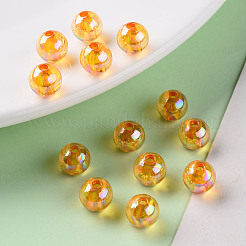 透明なアクリルビーズ  ABカラーメッキ  ラウンド  オレンジ  8x7mm  穴：2mm  約1745個/500g&nbsp;MACR-S370-B8mm-724