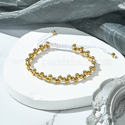 女性用ナイロン糸編みブレスレット2個  304ステンレススチールビーズ付き  ミックスカラー  内径：2~3インチ（4.95~7.55cm）&nbsp;BJEW-JB11352