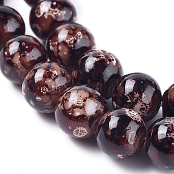 Opaque Spray Painted Glass Beads Strands&nbsp;GLAA-WH0015-43F