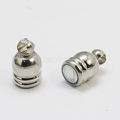 ループ付き真鍮製マグネットクラスプ  コラム  プラチナ  18x5.5mm  穴：2mm&nbsp;KK-G084-N