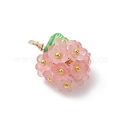 透明なアクリルパーツ  真鍮パーツ  花のチャーム  ミックスカラー  19~20.5x17~20.5x12~14mm  穴：2mm&nbsp;PALLOY-JF04847