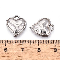 304ステンレスペンダント  ハートチャーム  変色防止  ステンレス鋼色  15x13x3mm  穴：1.8~1.9mm&nbsp;STAS-T065-25P