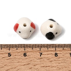 手作りの陶器ビーズ  犬  手描き  ファミーユは磁器バラ  ミックスカラー  10x14x14.5mm  穴：2mm&nbsp;PR-CBA9DB3-03