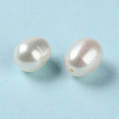 天然な培養された淡水パールビーズ  片穴  ライス  グレード3a+  ホワイトスモーク  7~9x6~7mm  穴：0.9mm&nbsp;PEAR-E020-09