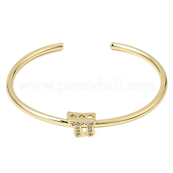 Brass Micro Pave Clear Cubic Zirconia Cuff Bangles for Women&nbsp;KK-CBAED06-08B-G