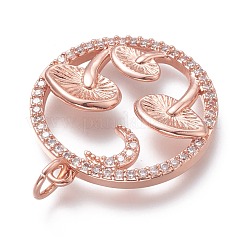 Autumn Theme Brass Micro Pave Clear Cubic Zirconia Pendants&nbsp;ZIRC-H104-01-RG