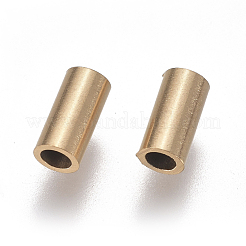 イオンプレーティング（IP）304ステンレス鋼チューブビーズ  ゴールドカラー  6x3mm  穴：2mm&nbsp;STAS-F224-01G-B