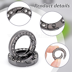 12pcs Alloy Spring Gate Ring with Rhinestone&nbsp;FIND-UN0003-37B