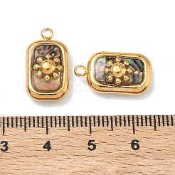 304ステンレススチールシェルペンダント  長方形のチャーム  太陽  18x10x5~5.5mm  穴：1.8mm&nbsp;STAS-F345-01E-G