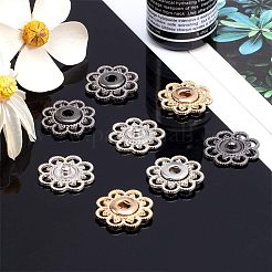 合金スナップボタン  ソーイングアクセサリーボックスコンテナ付き  花  ミックスカラー  20.5x4mm  穴：3mm  24セット /箱&nbsp;SNAP-NB0001-01