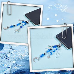 6Pcs 2 Stryles Glass & Alloy Mobile Straps&nbsp;HJEW-SC0001-90