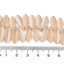 電気メッキガラスビーズセット  パール光沢メッキ  ティアドロップ  桃パフ  16x6x3.5mm  穴：0.8mm  約202個/連  25.20インチ（64cm）&nbsp;EGLA-C005-01A-PL02