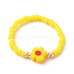 Handmade Baking Paint Glass Seed Beads Stretch Rings&nbsp;RJEW-JR00372