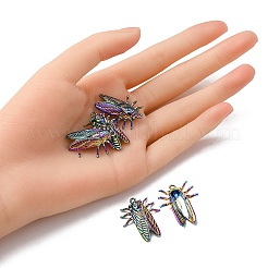 メッキ合金ペンダント  カドミウムフリー＆鉛フリー  蝉のチャーム  虹色  28x23x4.5mm  穴：1.6mm&nbsp;FIND-YW0001-65