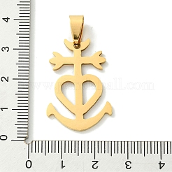 ステンレスペンダント201個  カマルグクロスチャーム  18KGP本金メッキ  30x20x1.5mm  穴：8x4.5mm&nbsp;STAS-U003-11G