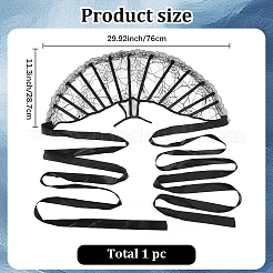 レースケープカラー  スケルトン付き  ブラック  780~810x260~300x0.3~3mm&nbsp;AJEW-WH20091-001A