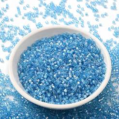 透明な色 ab ガラスシードビーズ  六角形（ツーカット）  ドジャーブルー  2x1.5mm  穴：0.9mm&nbsp;SEED-S042-19B-04