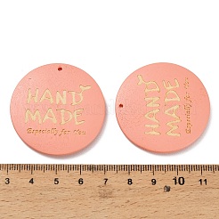 ウッドペンダント  フラットラウンド型で、手作りの文字が入ったチャーム  ミックスカラー  39.5~40.5x5~5.5mm  穴：1.4mm&nbsp;WOOD-A028-01
