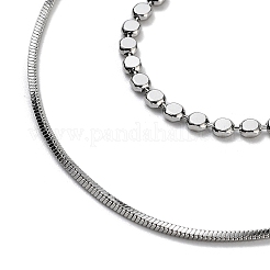 Brass Double Layer Necklaces&nbsp;NJEW-Q344-01P