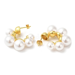 Plastic Imitation Pearl Beaded Round Stud Earrings&nbsp;EJEW-Q766-09G