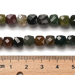 天然石インディアン瑪瑙ビーズ連売り  多面カット  キューブ  6.5~7.5x6.5~7.5x6.5~7.5mm  穴：1.2mm  約57~58個/連  15.35~15.55インチ（39~39.5cm）&nbsp;G-H078-C11-01