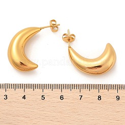 304ステンレススチールスタッドピアス  ムーン  ゴールドカラー  24.5x10mm&nbsp;EJEW-Q011-08G