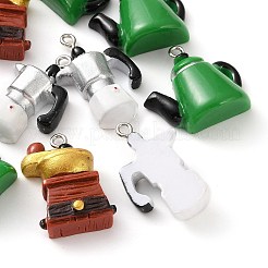 不透明樹脂ペンダント  鉄ループ付き  コーヒーメーカーのチャーム  プラチナ  ミックスカラー  23x16.5x7.5mm  穴：2mm  約10個/袋&nbsp;RE-CBA6149-02