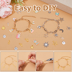 DIYブレスレット作り  鉄のペーパークリップチェーンブレスレット  チベット風亜鉛合金チャーム  304ステンレススチールオープン丸カン  5インチ炭素鋼チェーンノーズプライヤー  マイクロファイバー眼鏡拭き  ミックスカラー  7-5/8インチ（19.3cm）&nbsp;DIY-HS0002-60