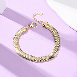 Brass Snake Chain Bracelets for Women&nbsp;BJEW-C140-25G