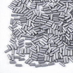 電気メッキガラスラッパビーズ  丸い穴  メタリックカラー  銀  3~5x1.5~2mm  穴：0.8mm  約15000個/袋&nbsp;SEED-S029-02B-05
