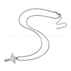 Cubic Zirconia Fairy with Heart Pendant Necklace with Box Chains&nbsp;NJEW-C004-01C