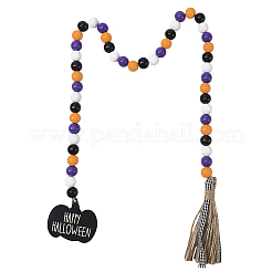 Round Wooden Beaded Halloween Decoration&nbsp;AJEW-WH20019-61