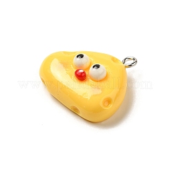 樹脂チャーム  模造食品  白金鉄パーツ  チーズチャーム  21x23x9mm  穴：2mm&nbsp;RESI-A038-02E