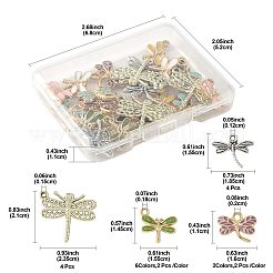 24個10スタイルの合金チャーム  エナメル  トンボ  ミックスカラー  11~21x15.5~23.5x2~3mm  穴：1.2~2mm&nbsp;ENAM-FS0003-42