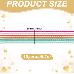 10ヤードのポリエステルジャカードストライプリボン  DIYの衣類の付属品の装飾のため  カラフル  1-1/2インチ（38mm）&nbsp;DIY-DR0001-55D