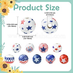 90Pcs 9 Styles Printed Wood European Beads&nbsp;WOOD-CJ0002-69