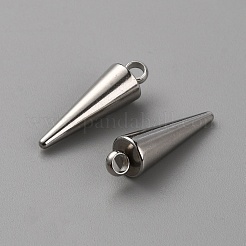 303ステンレススチールチャーム  スパイク/コーン チャーム  ステンレス鋼色  16x5mm  穴：2mm&nbsp;STAS-WH0033-31
