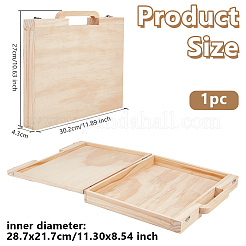 取っ手付き木製収納ボックス  長方形  バリーウッド  30.2x27x4.3cm&nbsp;CON-WH0099-69