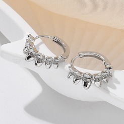 真鍮クリアキュービックジルコニアフープピアス  リング  プラチナ  15.5x15.5x6mm&nbsp;EJEW-Q014-24P
