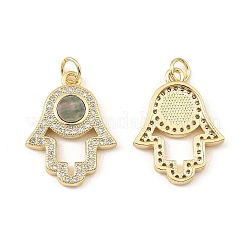 Brass Cubic Zirconia with Shell Pendants&nbsp;KK-K342-12G