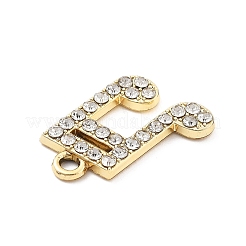 合金ラインストーンペンダント  UVメッキ  音符  ゴールドカラー  19.5x14x2.5mm  穴：1.8mm&nbsp;FIND-U026-18G