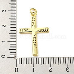 キュービックジルコニアペンダント付き真鍮  カドミウムフリー＆鉛フリー  クロス  16KGP本金メッキ  28x18x1.8mm&nbsp;FIND-Z023-08A