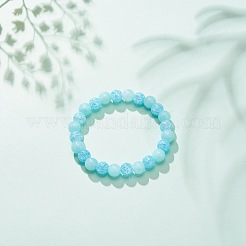 Natural Yellow Jade & Synthetic Crackle Quartz Round Beaded Stretch Bracelet for Women&nbsp;BJEW-JB08528-04