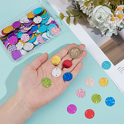 320色の装飾アクセサリー8個  PVCプラスチック製のスパンコール/スパンコールリンク  フラットラウンド  ミックスカラー  19x0.2mm  穴：1.4mm  40個/カラー&nbsp;FIND-PH0026-58