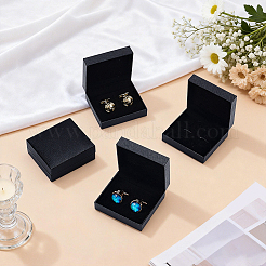 プラスチック製のカフスボタン梱包箱  長方形  ブラック  6.8x7.65x3.1cm&nbsp;CON-WH0100-52